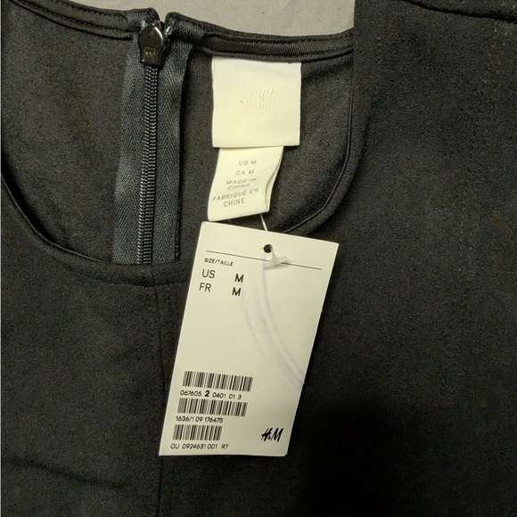 H&M Black Puff Sleeve Bodycon Dress NWT Size M - Picture 6 of 7